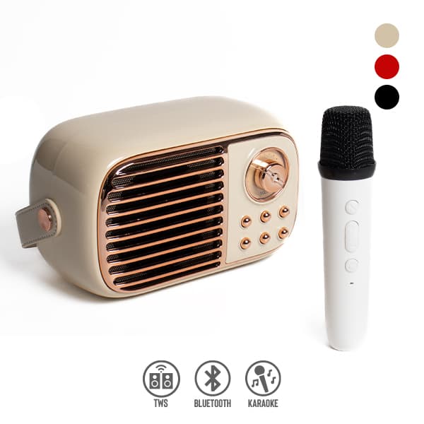 Bocina Bluetooth con Diseño de Radio y Micrófono