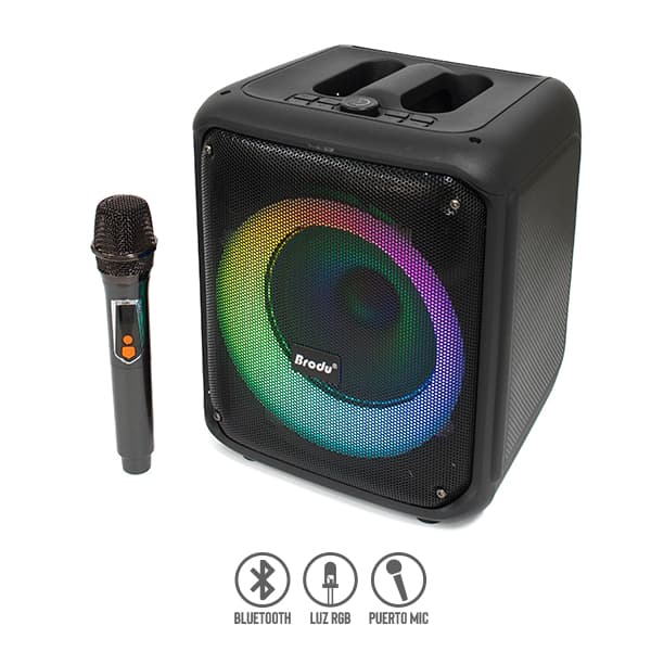 Bocina Bluetooth 8″ con Luz RGB y Micrófono Inalámbrico