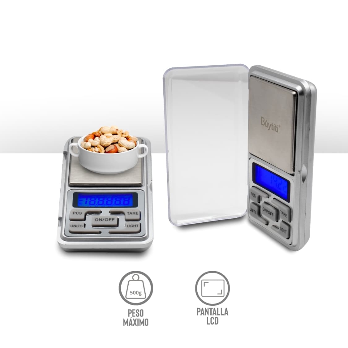 Mini báscula digital de bolsillo pesa hasta 500 g